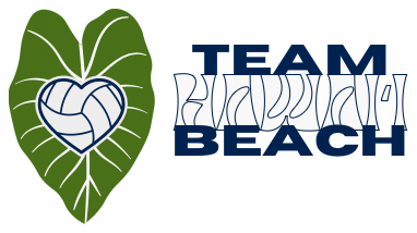 Team Hawaiʻi Beach logo — a volleyball heart set in a green kalo leaf